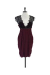 Sexy Pleated Applique Gathered Pocketed Hidden Back Zipper Empire Waistline Dots Print Plunging Neck Sleeveless Dress