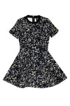 Fit-and-Flare General Print Short Sleeves Sleeves Fitted Back Zipper Ribbed Above the Knee Dress