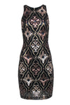 Polyester Sequined Sheath Round Neck Sheath Dress