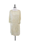 Silk Sequined Beaded Short Sleeves Sleeves Elasticized Waistline Dress