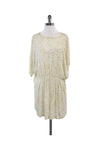 Elasticized Waistline Beaded Sequined Short Sleeves Sleeves Silk Dress