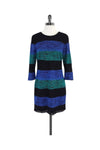 Striped Print Hidden Back Zipper Long Sleeves Dress