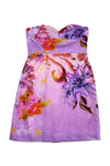 Strapless Hidden Back Zipper Sweetheart Floral Print Dress