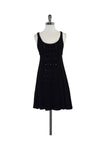 Sleeveless Sweater Flared-Skirt Scoop Neck Beaded Dress