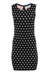 Polka Dots Print Scoop Neck Sleeveless Back Zipper Bodycon Dress/Little Black Dress