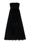 Strapless Flowy Back Zipper Pleated Straight Neck Dress