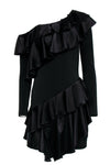 Cocktail One Shoulder Little Black Dress/Party Dress With Ruffles