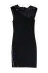 Sleeveless Back Zipper Fitted Sequined Mesh Round Neck Little Black Dress/Party Dress