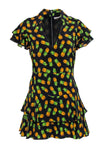 V-neck Short Sleeves Sleeves Back Zipper Collared General Print Dress With Ruffles