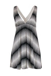 V-neck Silk Gathered Geometric Print Elasticized Empire Waistline Dress