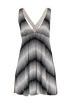 V-neck Gathered Elasticized Empire Waistline Geometric Print Silk Dress