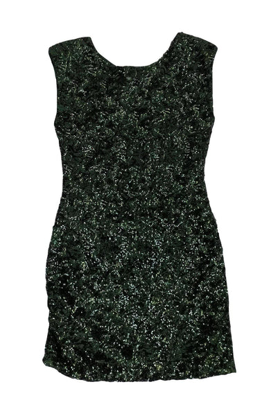 Round Neck Cap Sleeves Keyhole Sequined Fitted Above the Knee Dress