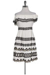 Summer Off the Shoulder Lace Trim Back Zipper Embroidered Dress With Ruffles