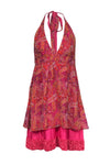 Halter Sequined Paisley Print Dress