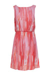 Bateau Neck Round Neck Tie Dye Print Short Elasticized Waistline Summer Fitted Fit-and-Flare Sleeveless Party Dress
