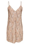 V-neck Shift V Back Hidden Back Zipper Sequined Beaded Chevron Print Party Dress