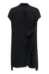Sexy Button Front Shift Round Neck Dress With a Sash