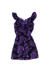 Floral Print Silk Elasticized Waistline Tiered Sleeveless Dress