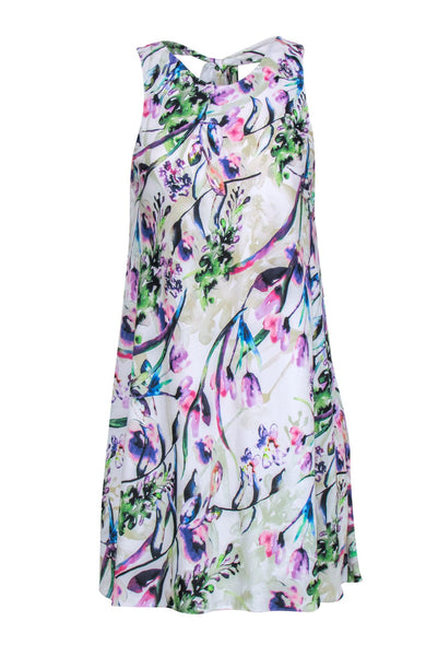 A-line Summer Floral Print Short Sleeveless Round Neck Dress