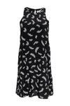 General Print Round Neck Sleeveless Flowy Keyhole Button Closure Shift Dress