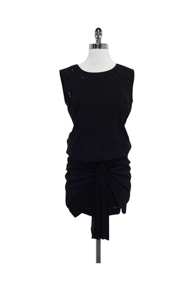 Draped Snap Closure Pleated Sleeveless Dress