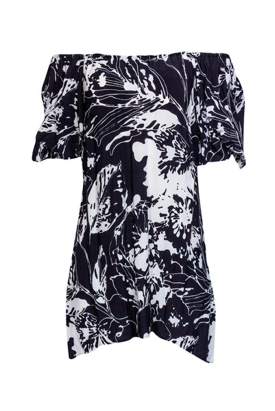 Floral Print Puff Sleeves Short Sleeves Sleeves Off the Shoulder Dress