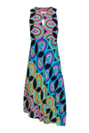 Sleeveless Fit-and-Flare Viscose General Print Keyhole Fitted Vintage Hidden Side Zipper Round Neck Maxi Dress