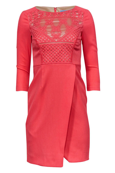 Fitted Embroidered 3/4 Sleeves Round Neck Dress