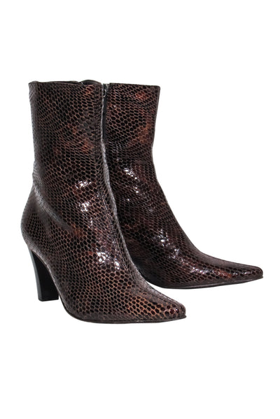 Aquatalia Black Patent Leather Crocodile Embossed Calf High