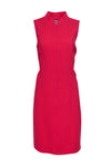 Wool Round Neck Fitted Front Zipper Party Dress