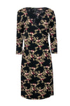 Floral Print Long Sleeves Faux Wrap Dress