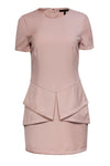 Round Neck Peplum Sheath Dropped Waistline Sheath Dress