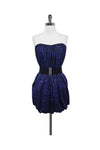 Strapless Bubble Dress Stretchy Belted General Print Dress