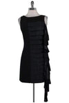 Sexy Cocktail Above the Knee Mesh Hidden Back Zipper Sleeveless Little Black Dress