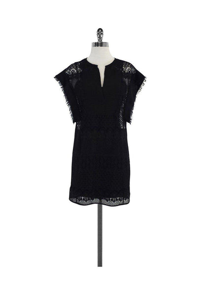 BCBG Max Azria Runway Black Grey Short Sleeve Shift Dress Sz S