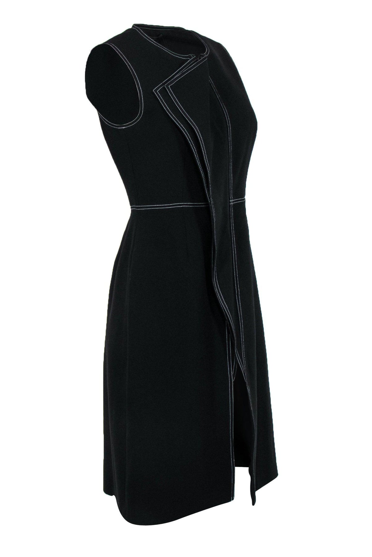 Shop Our BCBG Max Azria - Black Longline Zip-Up Draped Vest w/ White ...