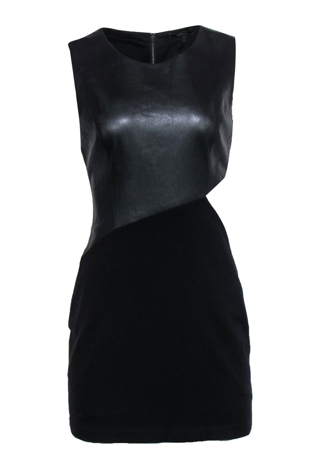 BCBG Max Azria - Black Mini Dress w/ Faux Leather Top & Knit Skirt Sz –  Current Boutique