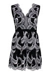 V-neck Fit-and-Flare Fitted Hidden Back Zipper Mesh Sleeveless Dress With Ruffles