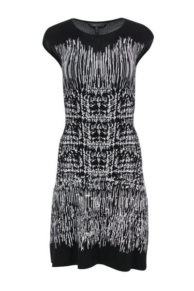 A-line Round Neck Abstract Striped Print Dress