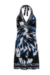 A-line V-neck General Print Stretchy Halter Short Summer Dress