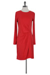 Fitted Ribbed Round Neck Long Sleeves Polyester Dress