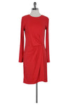 Round Neck Polyester Long Sleeves Ribbed Fitted Dress