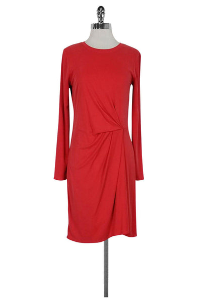 Long Sleeves Round Neck Fitted Ribbed Polyester Dress
