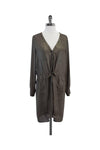 Tie Waist Waistline Long Sleeves Polyester Button Front Pocketed Shirt Dress