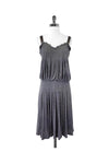 Gathered Ribbed Pleated Dress With Ruffles