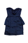 Strapless Pleated Pocketed Ruched Hidden Back Zipper Empire Waistline Dress