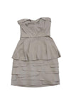 Strapless Gathered Pocketed Peplum Tiered Hidden Back Zipper Snap Closure Dress