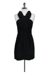 A-line Fitted Pocketed Little Black Dress/Party Dress With Rhinestones