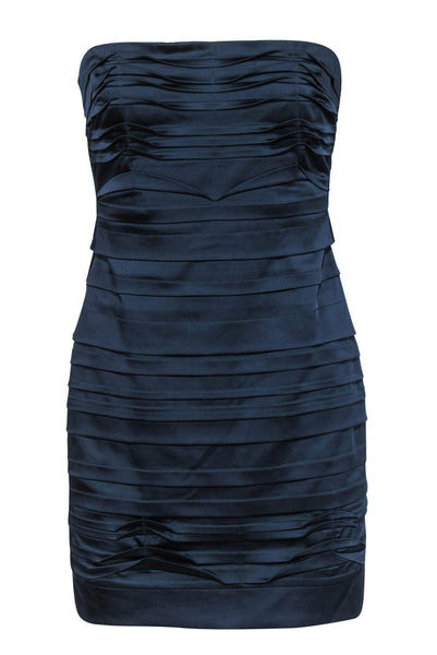 Strapless Straight Neck Ruched Bodycon Dress