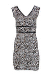 Sexy V-neck Animal Leopard Print Sleeveless Back Zipper Bodycon Dress/Club Dress